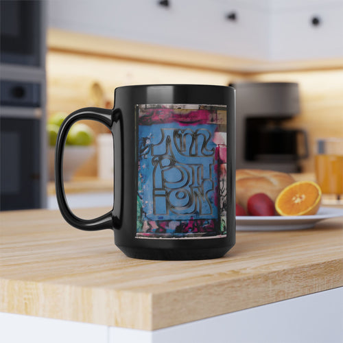 "Ambition" Graffiti Street Art Ceramic Mug — Colorful Urban Collage (15oz)