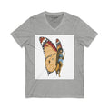 "Beautiful Menace" Butterfly Fairy V-Neck Tee — Monarch Pixie & Wildflower Graphic Shirt