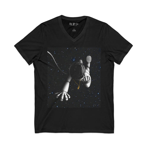 "Give Me Space" Astronaut Floating V-Neck Tee — Space Explorer Graphic Shirt
