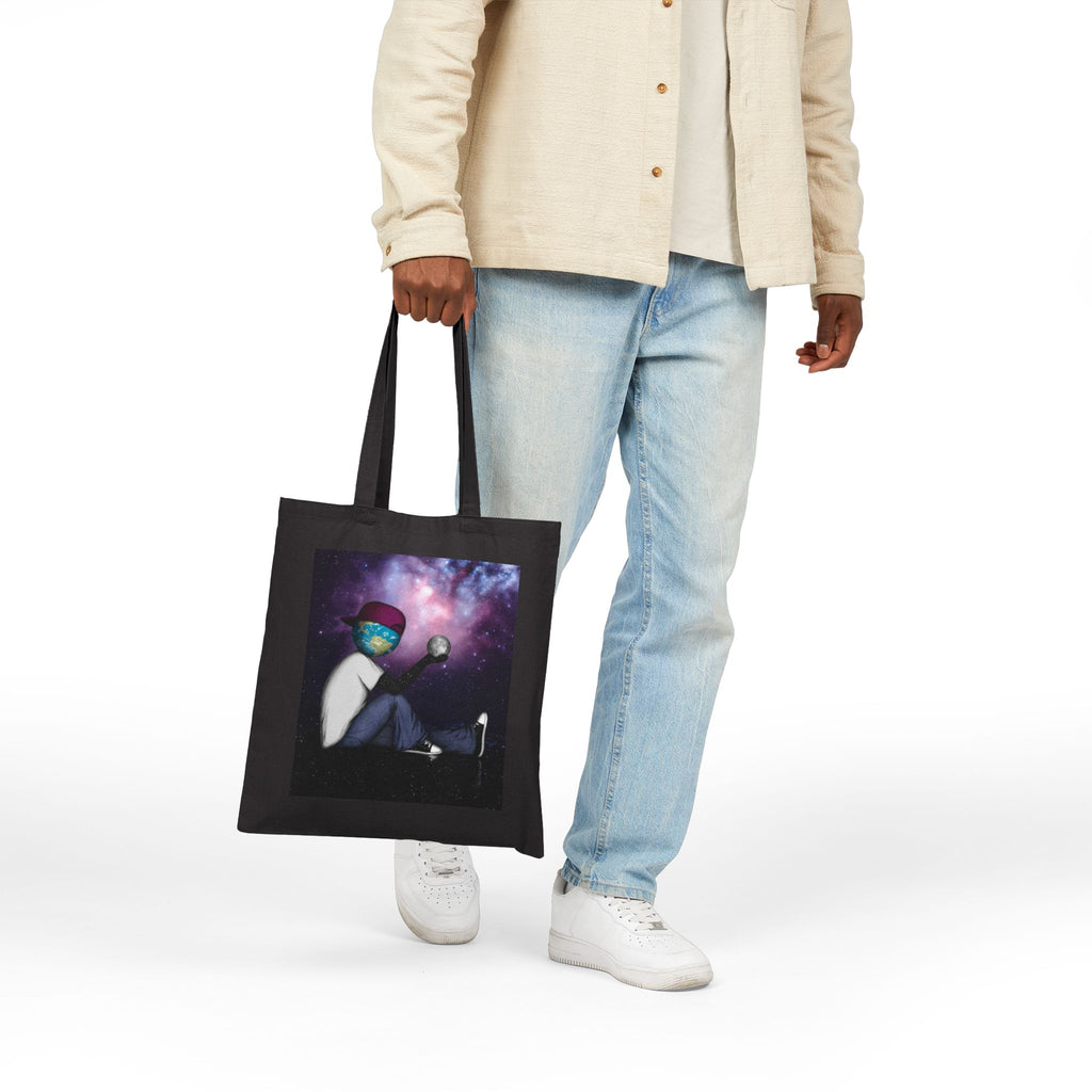"Out Here" — Cosmic Galaxy Canvas Tote Bag