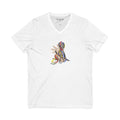 "Wired Tangles"Surreal V-Neck Tee — Colorful Cables Art Graphic Shirt