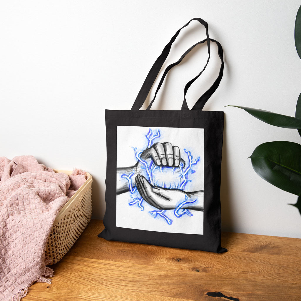 "Untapped" Tote Bag — Electric Hands & Blue Lightning