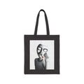 "Show Off" Canvas Tote Bag — Surreal Masked Figure Art Tote (Smoking)