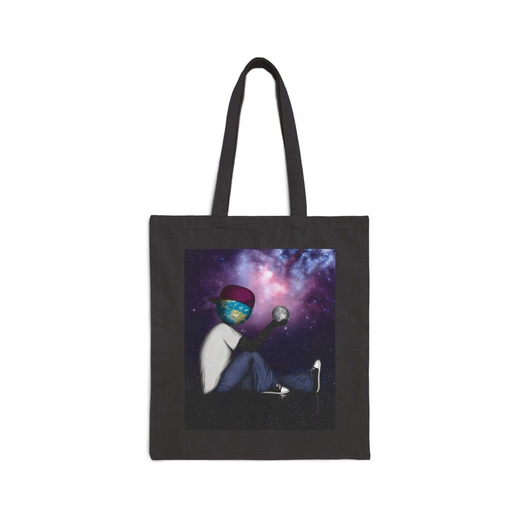"The World A Head" — Cosmic Galaxy Canvas Tote Bag