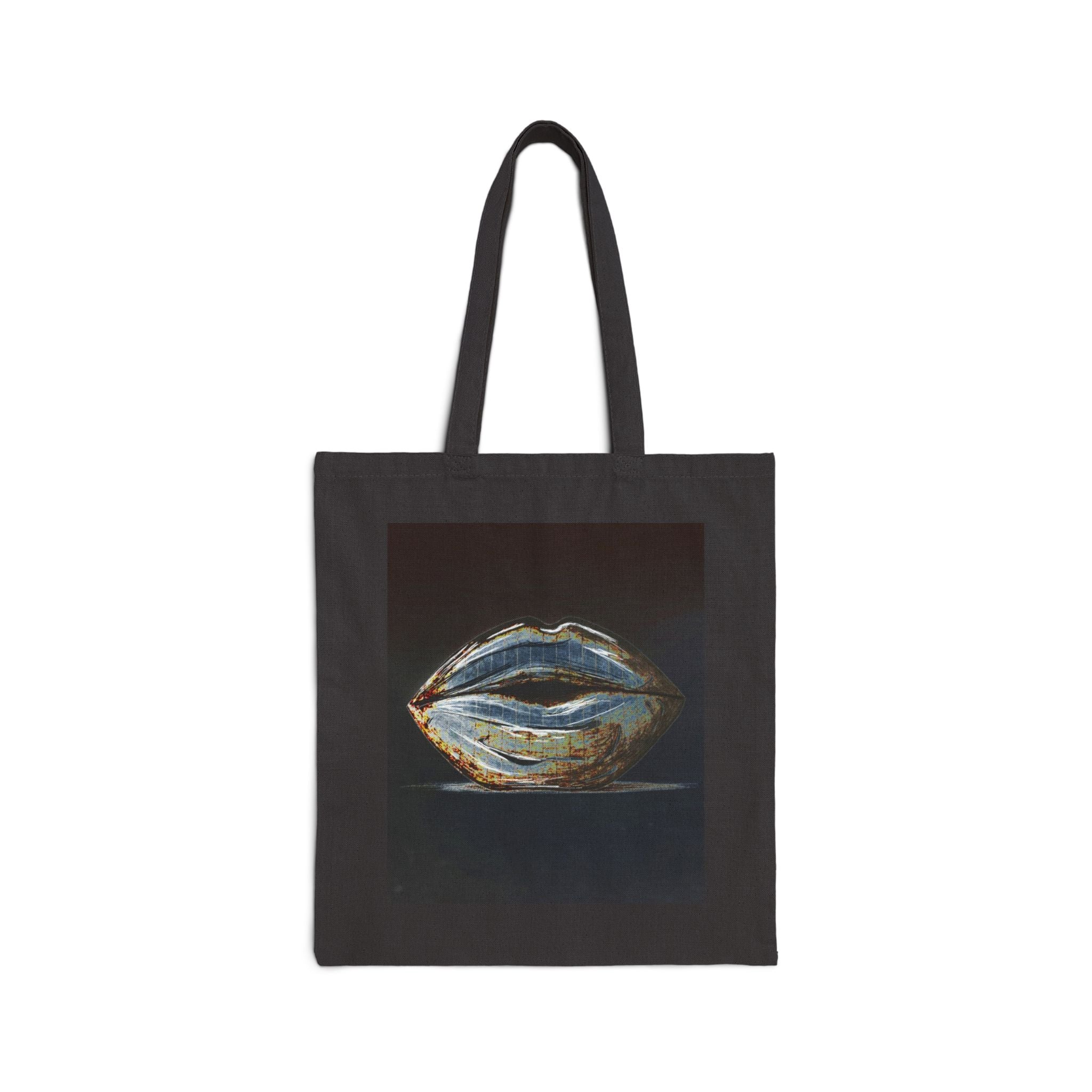 "Patina" Canvas Tote Bag — Metallic Lips Print Market Tote