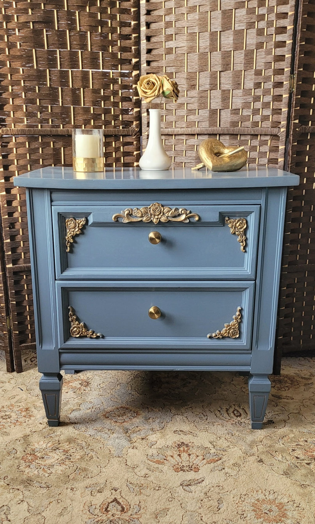 Gilded Blues 2-Drawer Nightstand/End Table/Chest