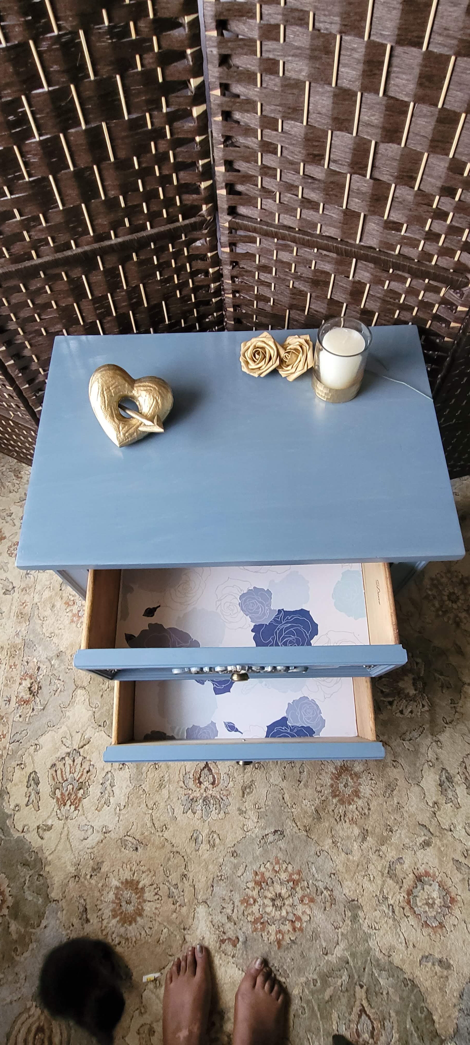 Gilded Blues 2-Drawer Nightstand/End Table/Chest