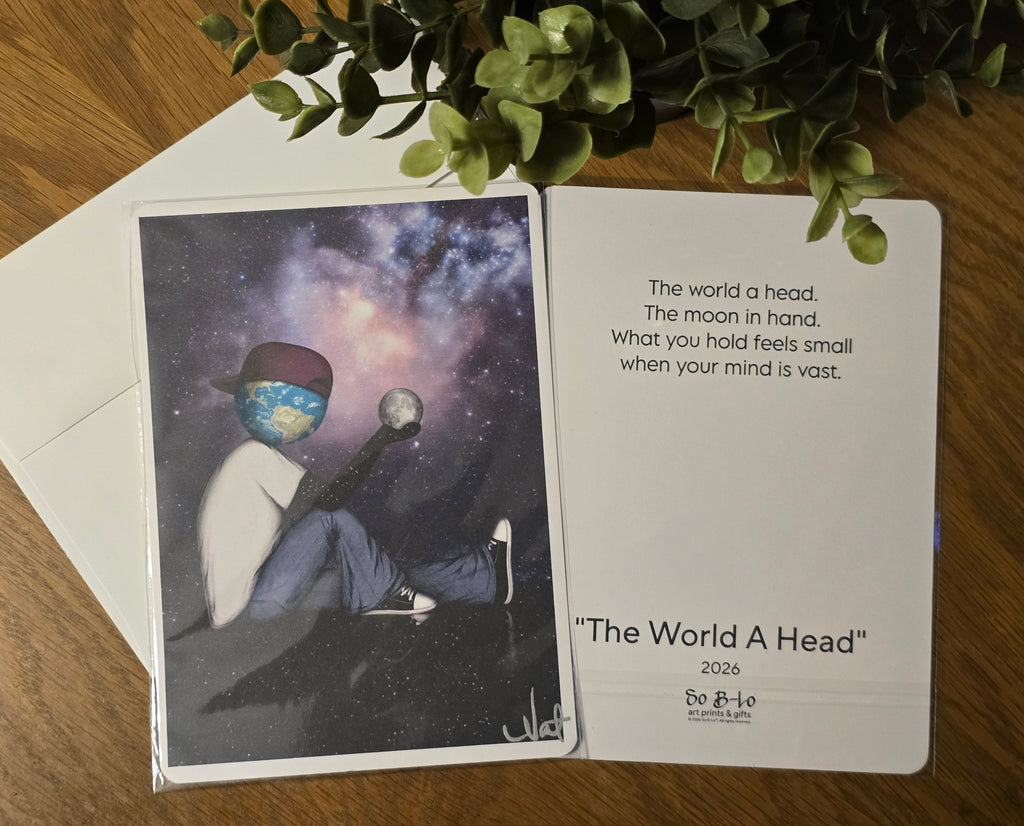 Mood Mail™ 5×7 Fine Art Print Card- "The World A Head"